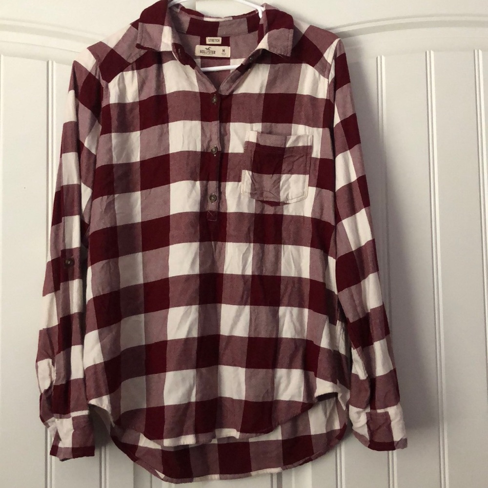 Collared Red & White Shirt | Hollister | Size M